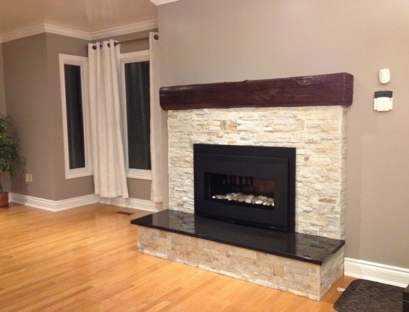 Keep warm with this gas fireplace